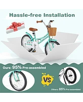 16/18 Inch Kids Bike with Training Wheels, 2 Brake System, and Adjustable Seat for Ages 4-8
