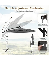 Gymax 10 Ft Solar Led 40 Lights Offset Umbrella Crank Cross Base Patio