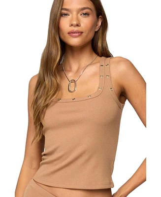 Edikted Women's Hasel Grommet Ribbed Tank Top