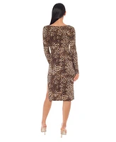 Bebe Women's Print Dty Long Sleeve Maxi Dress