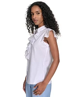 Calvin Klein Petite Ruffled Cotton Top