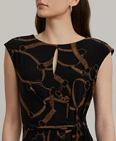 Lauren Ralph Women's Belting-Print Jersey Tie-Front Dress
