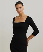 Lauren Ralph Women's Rib-Knit Long-Sleeve Midi Dress