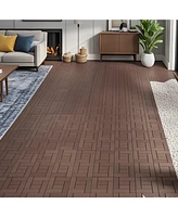 12" Deck Tiles, Diy Interlocking, Indoor/Outdoor, Easy Install, 44pcs Red Brown