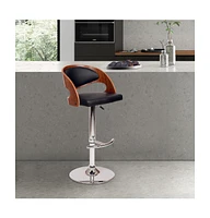 Low Back Adjustable Bar Stool – Faux Leather Seat with Chrome Finish