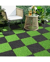 12" Patio Deck Tiles, Diy Interlocking, Easy Install, 44pcs, Dark Gray