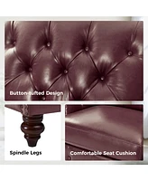 Traditional Vivian Genuine Leather Armchair with Button-tufted