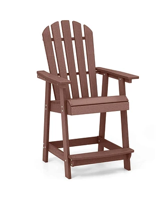 1 Pcs Tall Bar Stool Hdpe Patio Chair with Armrest Footrest Home Indoor Outdoor
