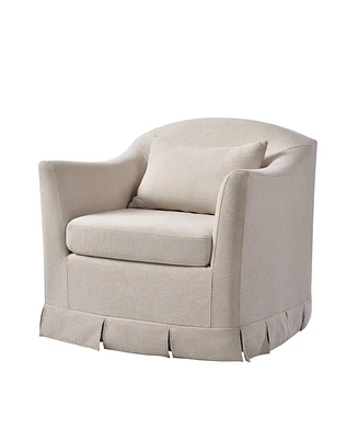 Terri Modern Slipcovered Swivel Armchair
