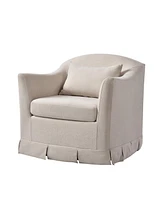 Terri Modern Slipcovered Swivel Armchair