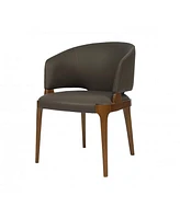 Upholstered Faux Leather Wing Back Dining Arm Chair