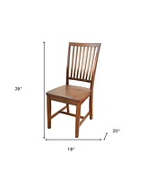 Chestnut Wood Slat Back Dining Chair for Kitchen or Dining Room