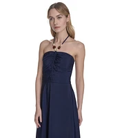 Eliza J Women's Ruched-Front Halter Maxi Dress