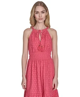 Vince Camuto Women's Cotton Sleeveless Eyelet Midi Dress