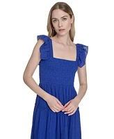 Vince Camuto Women's Square-Neck Ruffle-Strap Smocked Dress