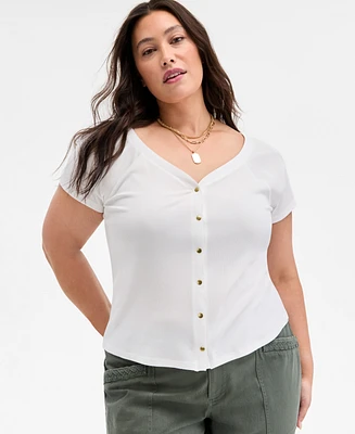 On 34th Trendy Plus Snap-Front T-Shirt, Exclusively at Macy's
