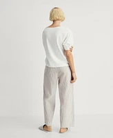 Mango Women's Two-Piece Cotton Stripe-Print Pajama