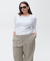 Mango Women's Texture Striped Pants
