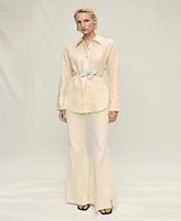 Mango Women's Button Detail Linen Shirt