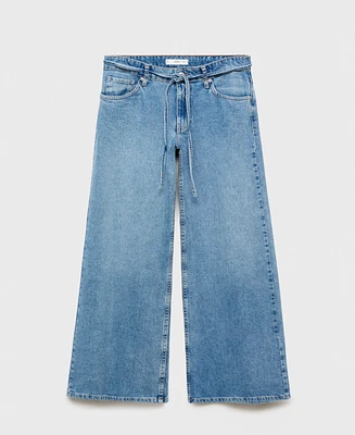 Mango Women's Low-Rise Wide Leg Jeans