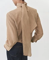 Mango Women's Textured Bow Blouse
