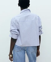 Mango Women's Striped Multi-Position Sleeve Shirt