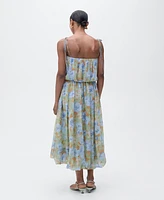Mango Women's Gathered Waist Floral-Print Dress