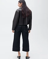 Mango Women's Seam Detail Wide Leg Cropped Jeans