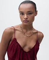 Mango Women's Ruffle Detail Chiffon Dress