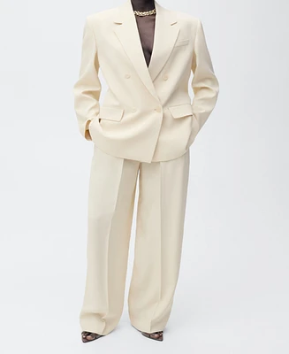 Mango Women's Pleated Wide Leg Suit Pants