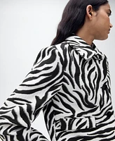 Mango Women's Buttons Detail Zebra-Print Jacket