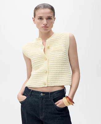 Mango Women's Jewel Button Knitted Cardigan Sweater
