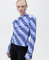 Mango Women's Asymmetrical Striped Blouse