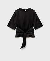 Mango Women's Belt Satin Blouse