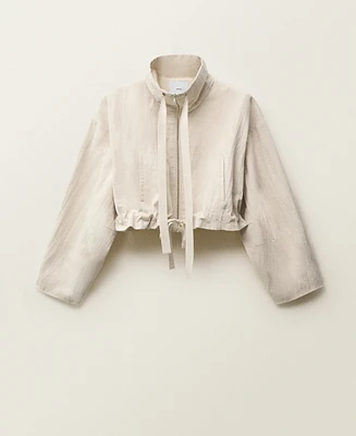 Mango Women's Linen Blend Crop Jacket