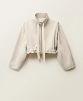 Mango Women's Linen Blend Crop Jacket