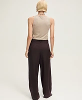 Mango Women's Wide Leg Pleated Pants