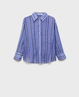 Mango Women's Multi-Position Closure Striped Shirt
