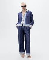 Mango Women's Combined Stripes Satin Shirt