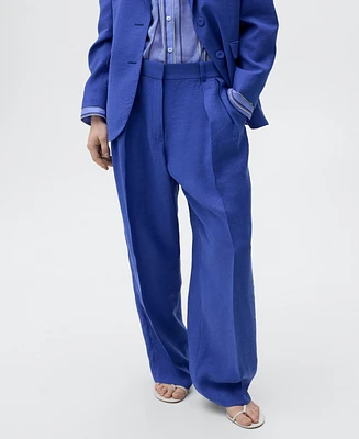 Mango Women's Pleated Wide Leg Suit Pants