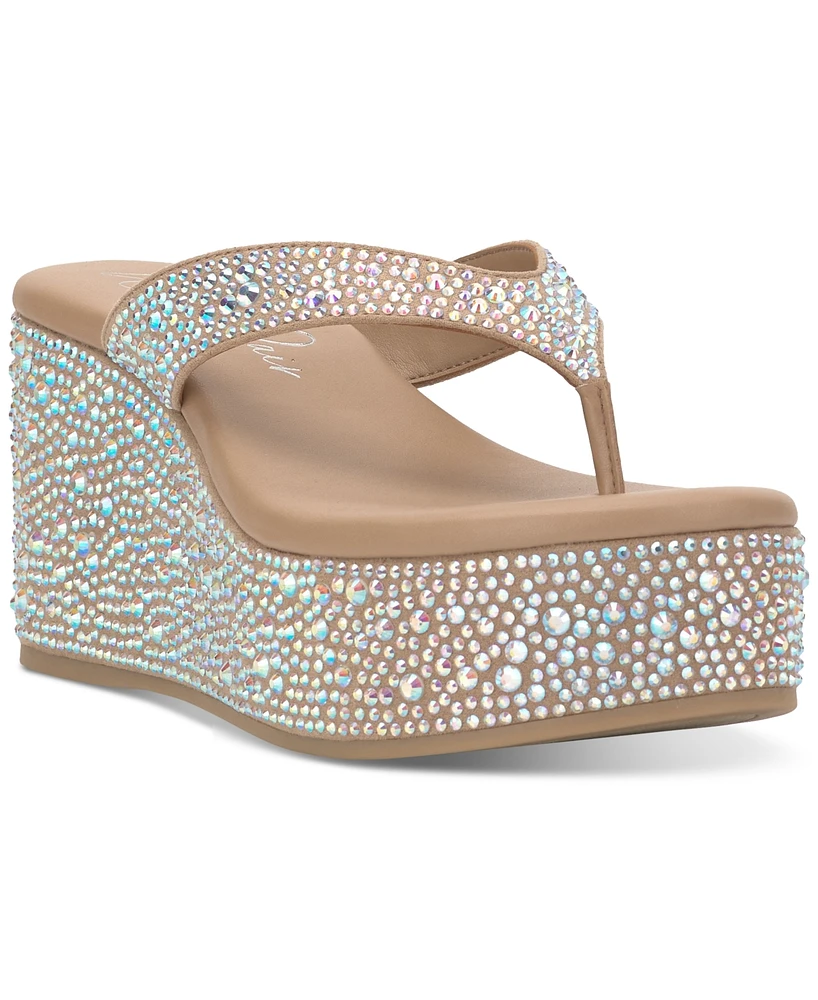 Wild Pair Women's Loli Embellished Thong Platform Sandals, Exclusively at Macy's