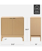 Best Choice Products 2-Door Reeded Storage Cabinet w/ Soft-Close Doors, Multipurpose Accent Furniture