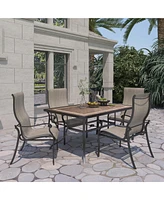 Casainc Pvc-Coated Polyester Fabric Cast Aluminum Frame Dining Chair (Set of 4)