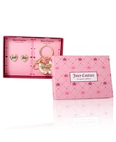 Juicy Couture Gold-Tone Heart Keychain & Earring Set with Crystal Accents