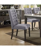 Set of Two Tufted Upholstered Side Chairs for Dining Room or Breakfast Table