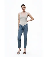 Nocturne Women's Denim Garnished Jumpsuit