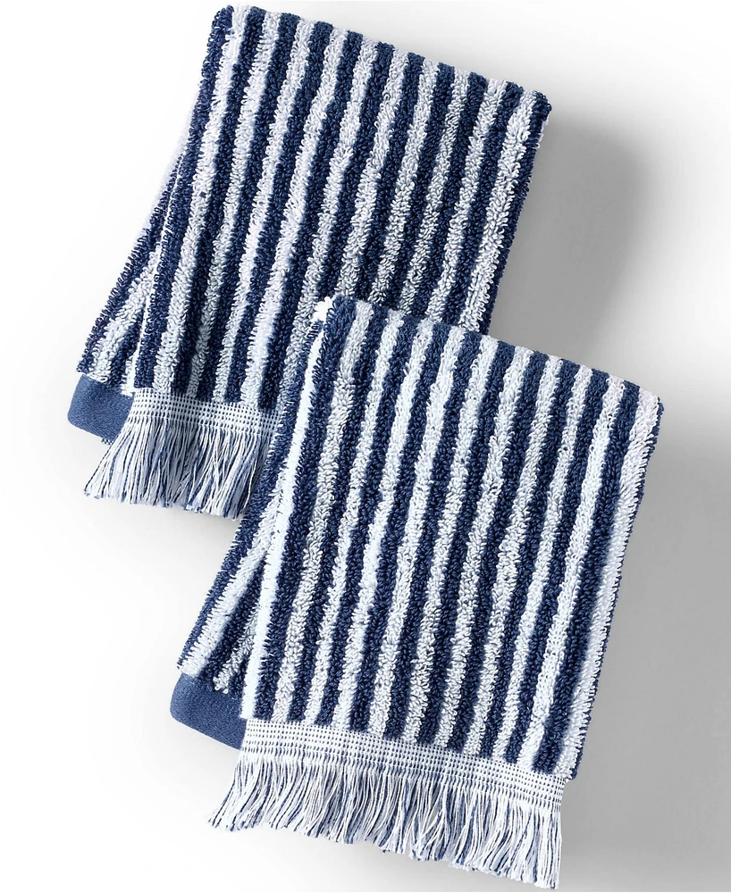 Lands' End Cotton Yarn-dyed Stripe 2-Piece Washcloth Set