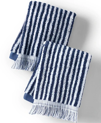 Lands' End Cotton Yarn-dyed Stripe 2-Piece Washcloth Set