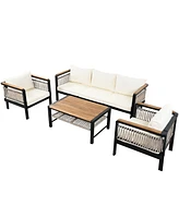 Mondawe 4 Pieces Outdoor Sectional Sofa Set 5-person Patio Seating Group