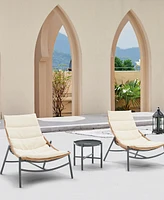 Manhattan Comfort 30.7" 3-Pc. Metal Sunset Modern Upholstered Patio Conversation Set